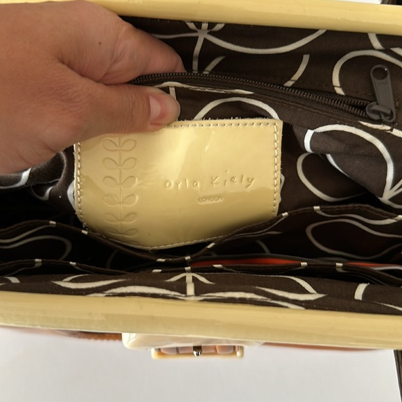 🎉ORLA KIELY Brown & tan Patent Leather Handbag💕 - Picture 10 of 16